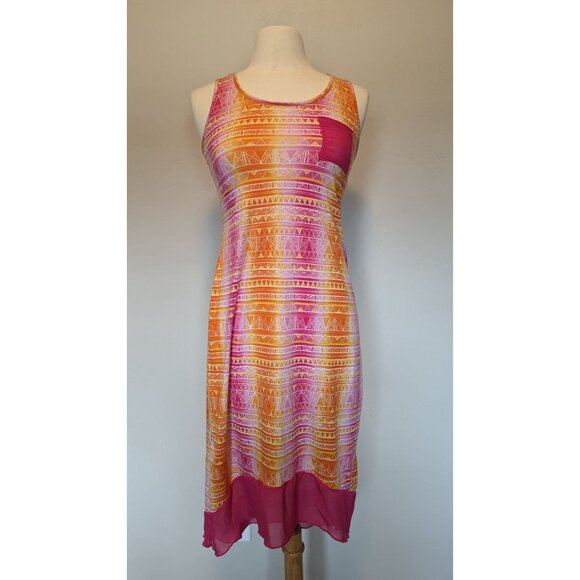 Miss Understood XL Sleeveless Geometric Print Pink & Orange Dress - Picture 1 of 4